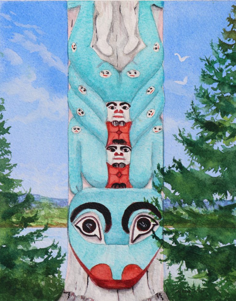 Frog Totem watercolor artwork by Marie Wise image